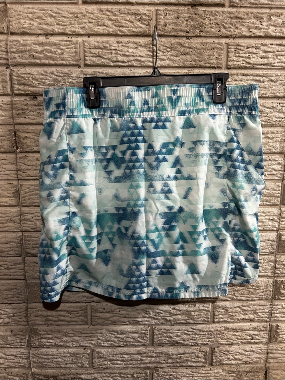 Columbia Active Skort Size XL Geometric Blue with Compression Shorts w/ Pockets